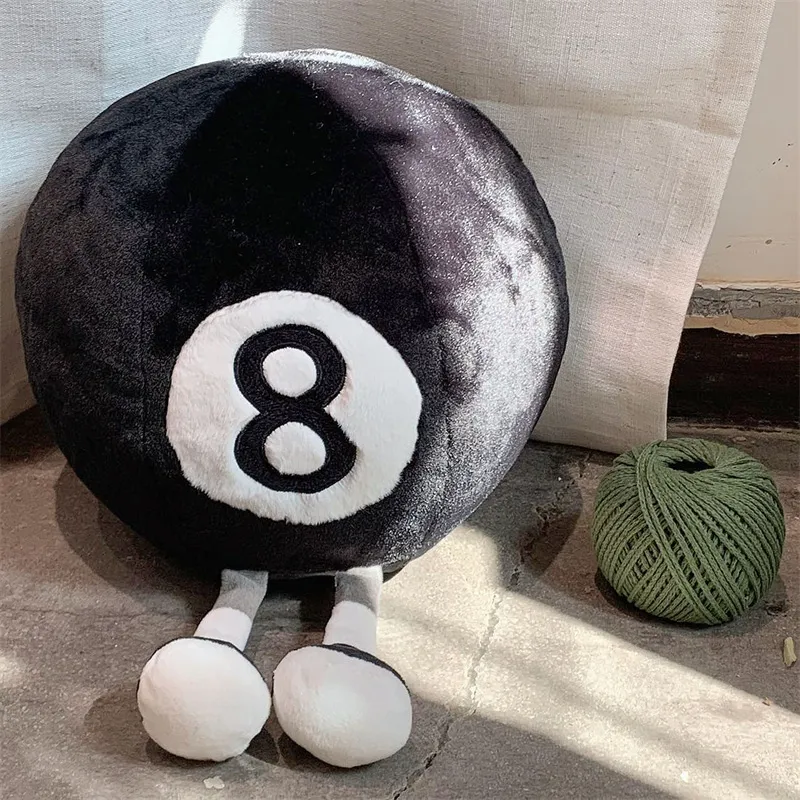 Fun Hot Selling 28cm Long Legs Billiard Ball Plush Doll Throw Pillow Black Eight Round Ball Plush Toy Home Decor For Boys Gift — image 3