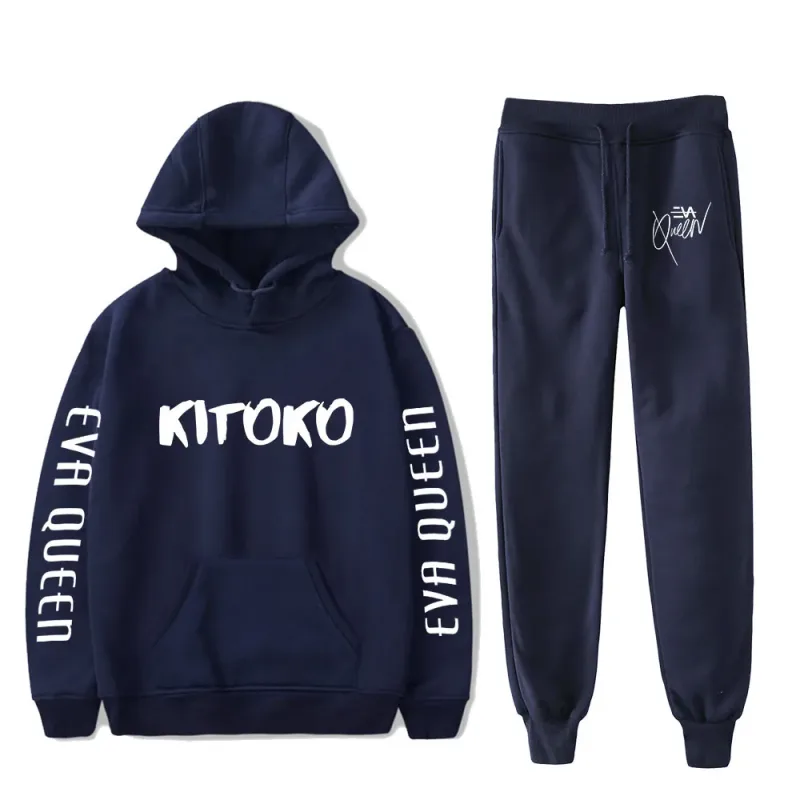 Hip Hop สบาย Eva Queen พิมพ์เสื้อกันหนาว Sweatpants ชุด Hoodies + กางเกงชุดชาย/หญิง 2 ชิ้นชุดเสื้อผ้า — image 6