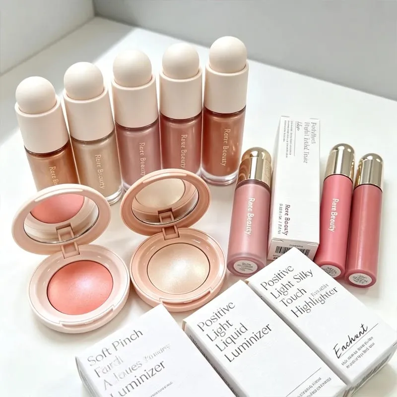 Rare Beauty Powder Blush Highlight Brighten Highlighter Mirror Long-Lasting Glowing Face Makeup Set for Natural Radiant Finish — image 2