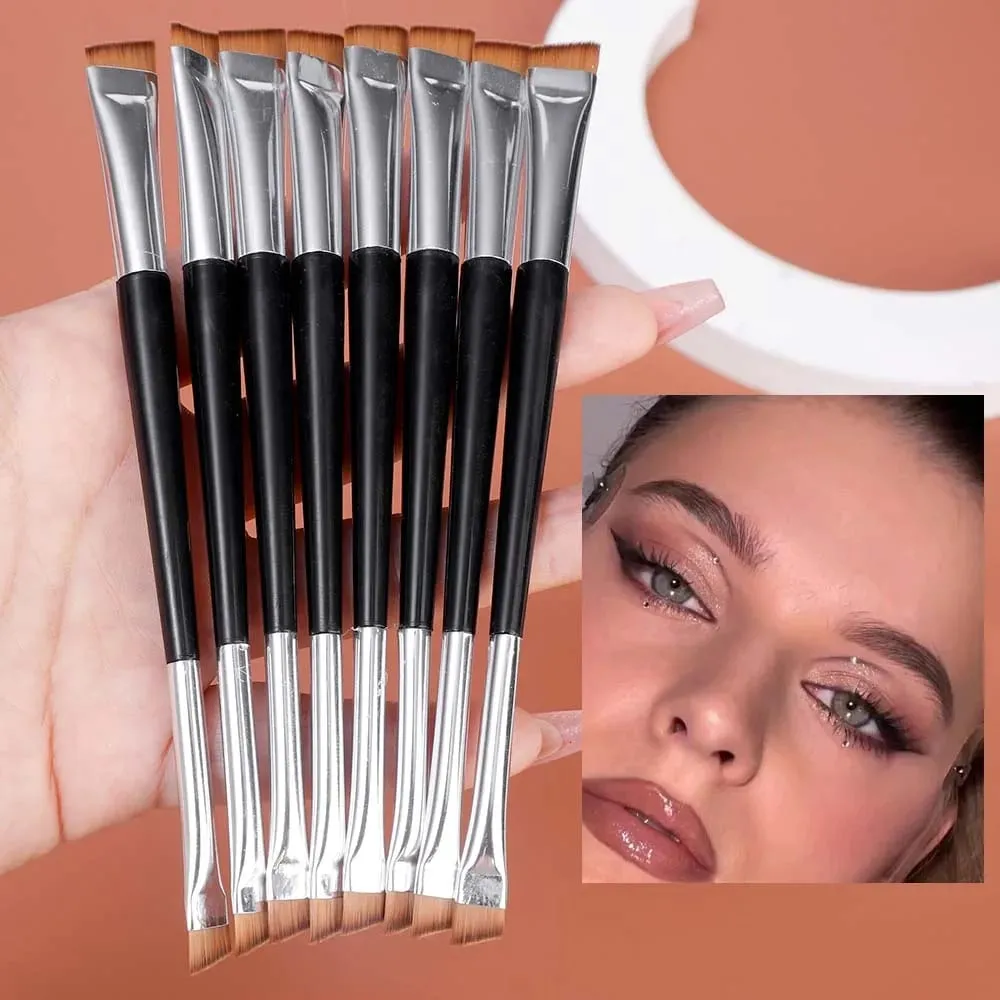 Professional Eyebrow Brush Eyeliner Angled Flat Head Blade Eye Liner Brow Contour Makeup Brushes Double-head Make Up Tools 15pcs — image 4