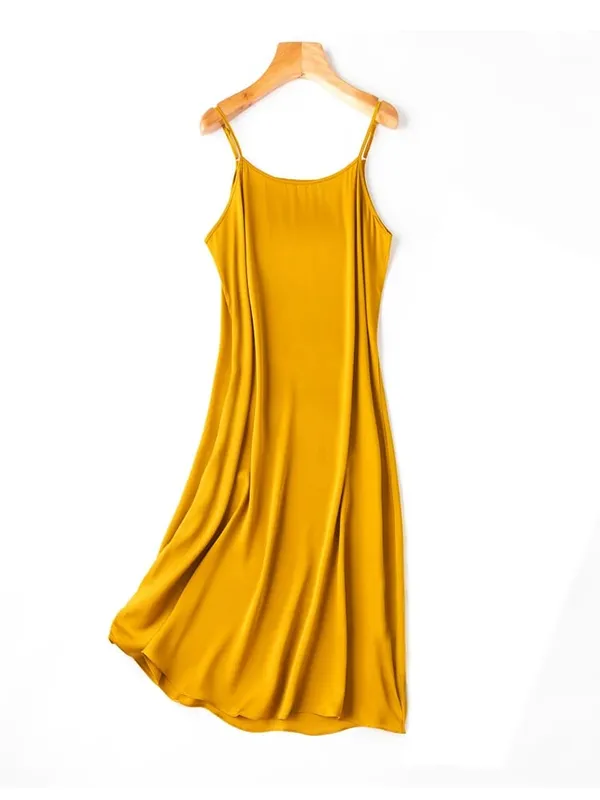 SuyaDream Women Silk Dress 93%Silk 7%Spandex Spaghetti Strap Mid Dresses 2024 Summer New Clothes Blue — image 14