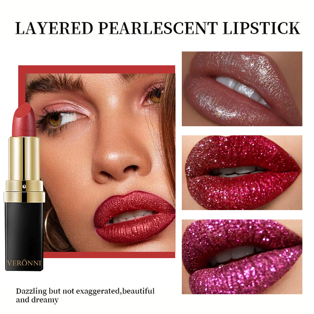 10 Color Glitter Lipsticks Shimmer Shiny Lipgloss Pearlescent Lip Tint Waterproof Long Lasting Diamond Lips Glaze Makeup Cosmeti — image 4