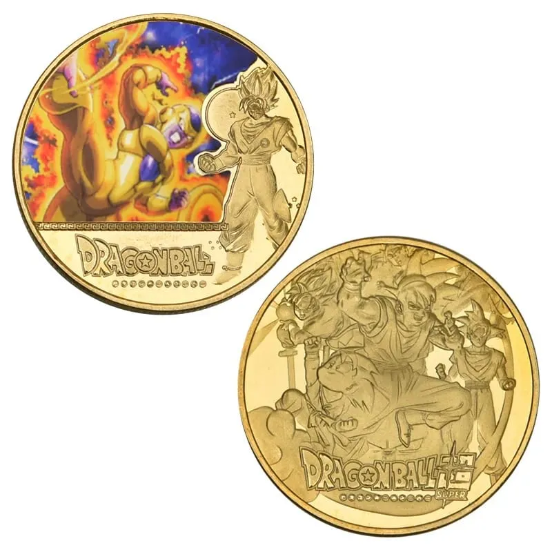 Dragon Ball Gold Plated Gold Coin Son Goku Vegeta Commemorative Coins Children Classic Anime Peripherals Collection Toy Souvenir