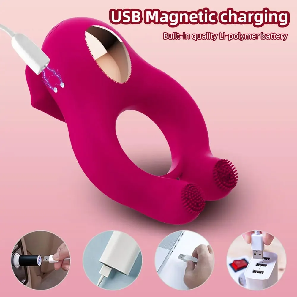 Sucking Tongue Licking Clit Stimulator Delayed Ejaculation CockRing Clitoral Stimulator Scrotum Massager Erotic SexToy forCouple — image 5
