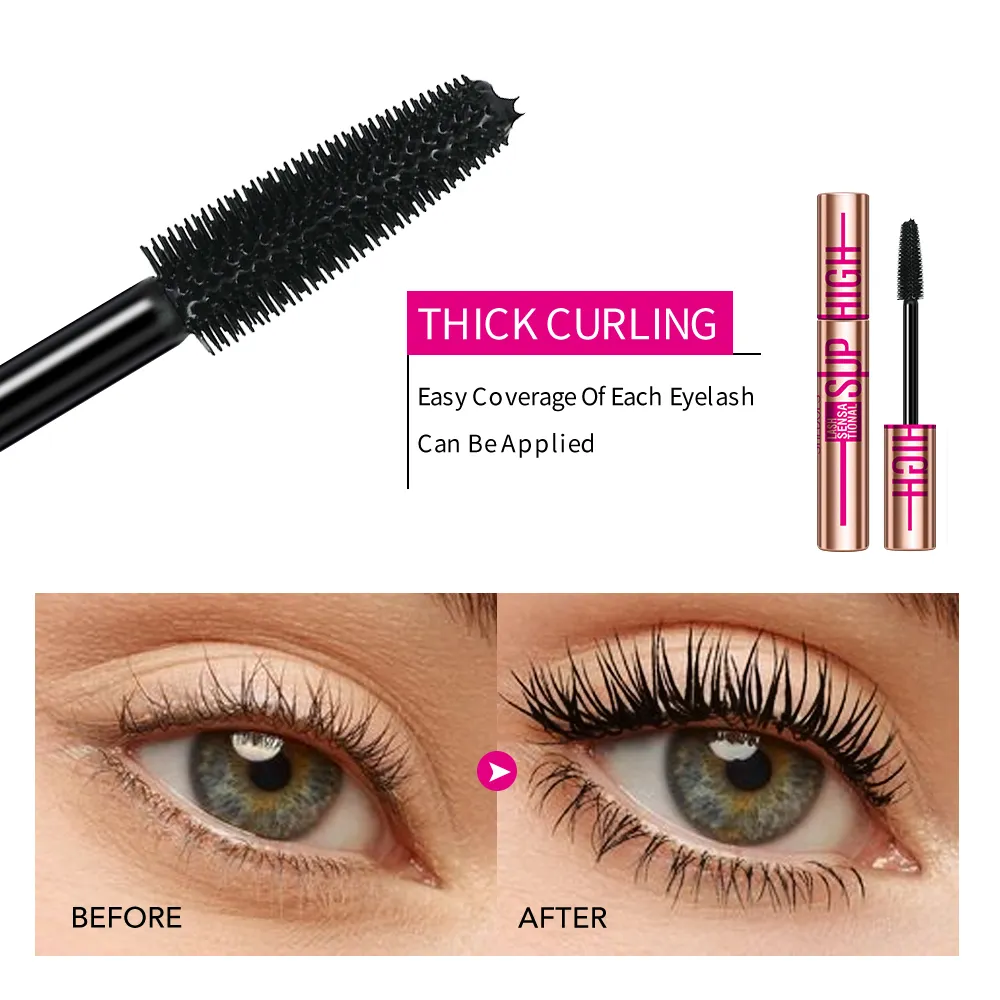 Super høj 4D vandtæt mascara - volumengivende krølle- og forlængelsesformel Smudsikker, langtidsholdbar sort mascara — image 6
