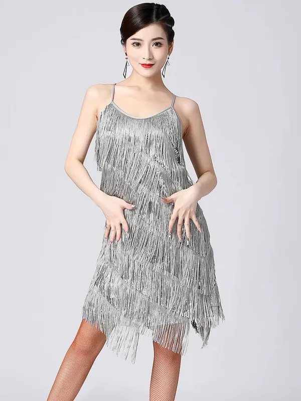 Wanita 1920-an Vintage Great Gatsby Party Dress Sequin Dress Seksi V-Neck Summer Cami Dress Gold Fringe Dress Vestidos Flapper Costumes — image 13