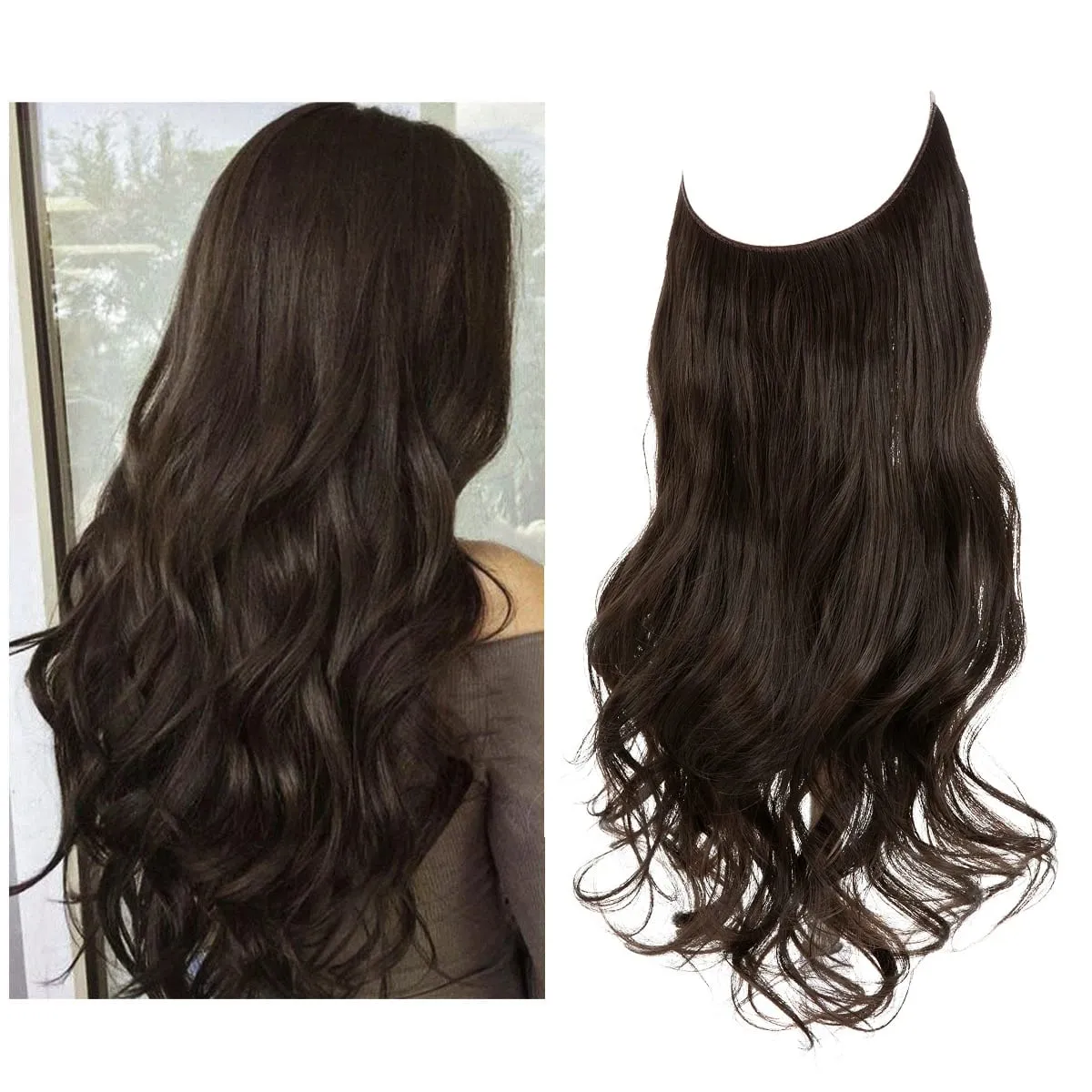 Premium Synthetic Invisible Wire With Clips Natural Hair Extension False Long Wavy Daily Use Clip In Hair Piece For Women — image 11
