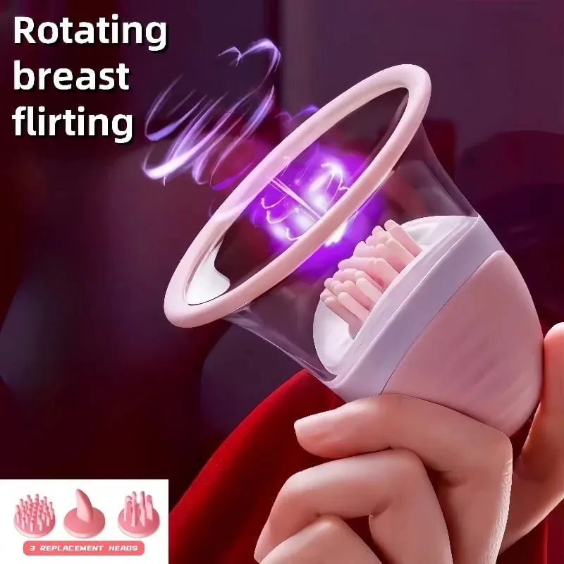 Breast Enlargement Suction Vibrator Rotating Tongue Licking Vacuum Pump chest Massager Nipple Stimulation Masturbator Sex
