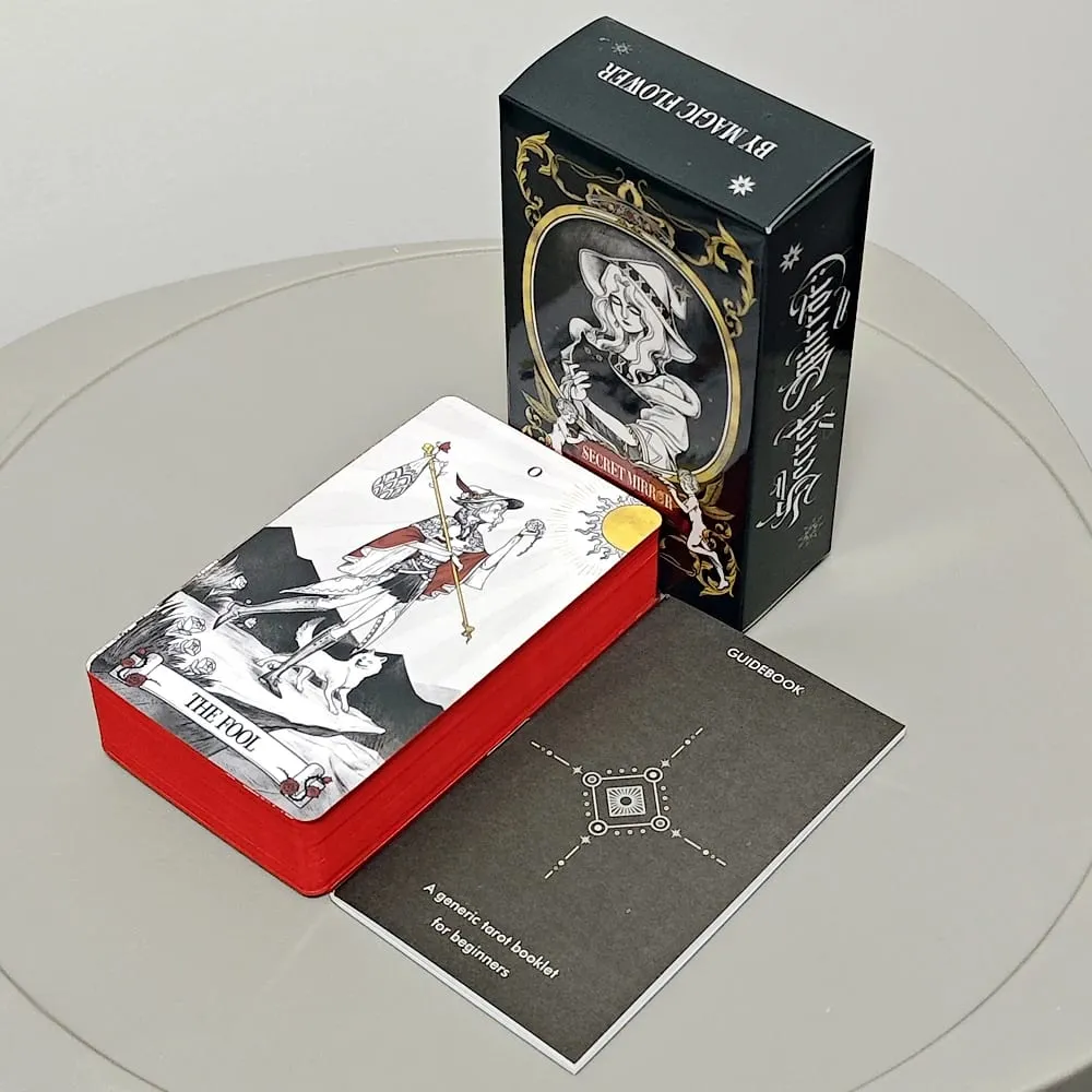 Secret Mirror Tarot Deck 10.3*6cm 78 Pcs Rider Tarot Cards with Red Gilded Edges Guidebook — image 2