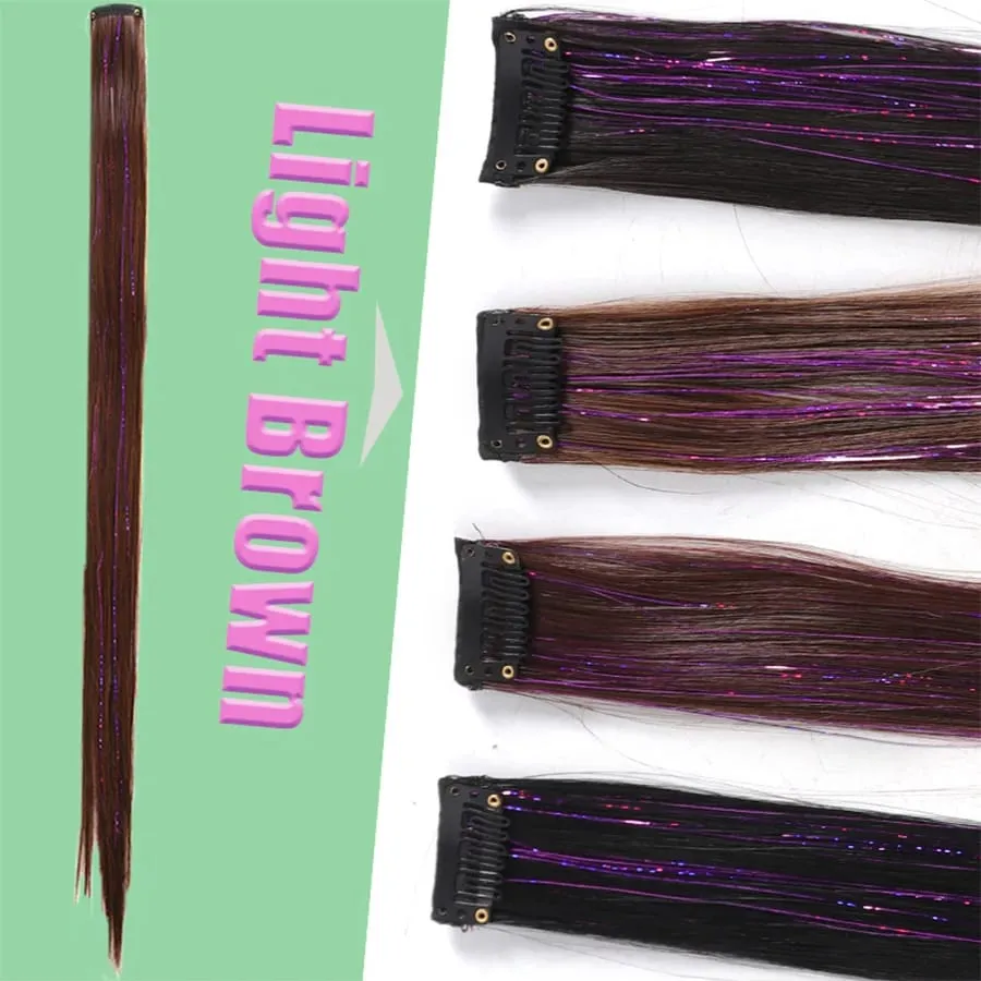 Synthetic Ear-dyed Laser Wig Piece One-card Seamless Feather Hair Extension Artifact Girl Group Stage Headdress Patch — image 19