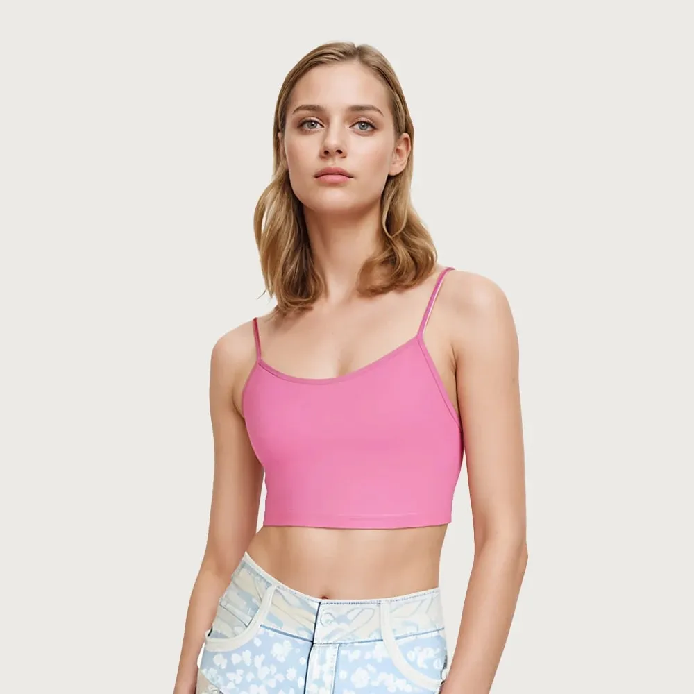 4 Pieces Women's Sexy Summer Vest Tank Tops Solid Color Adjustable Comfortable Vest Soft Girl's Ladies Cropped Vest Crop Tops