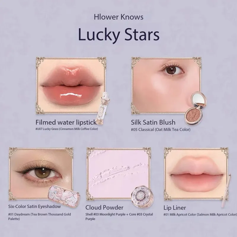 Flower Know Knight Unicorn Series 11PCS Makeup Set 6-color Eyeshadow Freeze-dried Cheek Red Lip Gloss Eyeliner Cushion