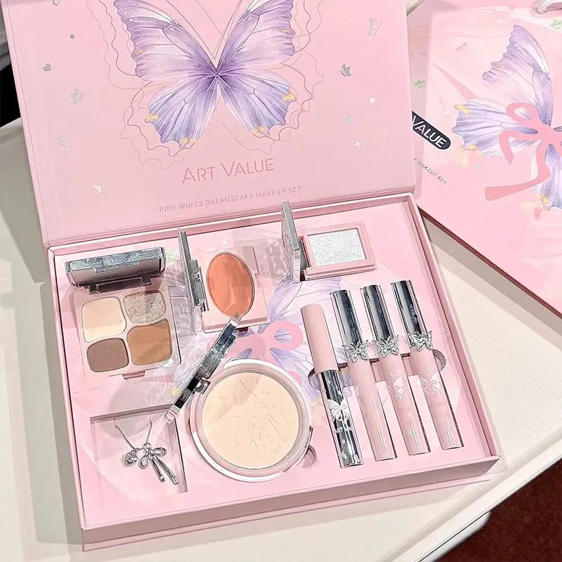 ART VALUE Makeup Sets Include 3 Lipgloss Tint 1 Blush 1 Eyebrow Tint 1 Eyeshadow Palette 1 Pressed Powder 1 Highlighter Powder