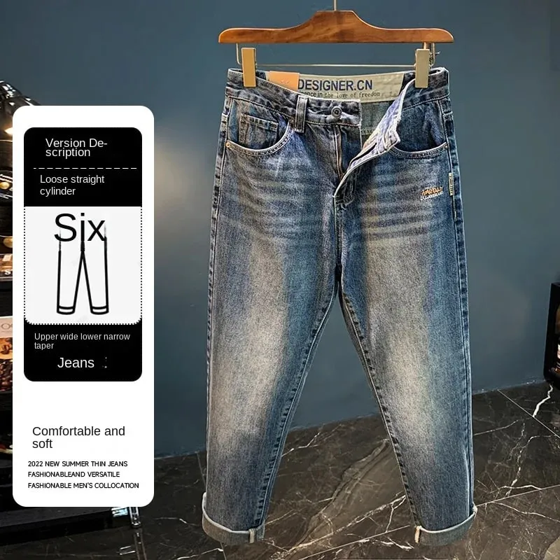 Men's High-End Jeans 2024 Autumn and Winter Trends Loose Straight Trend Embroidered Casual Denim Pants — image 2