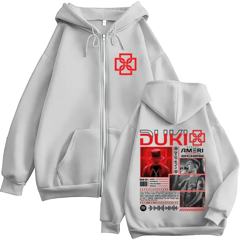 Rapper Duki Ameri World Tour 2025 Zipper Hoodies Men Women Clothing Fashion Hip Hop Zip Up Hooded Oversized Sweatshirts Jackets — image 7
