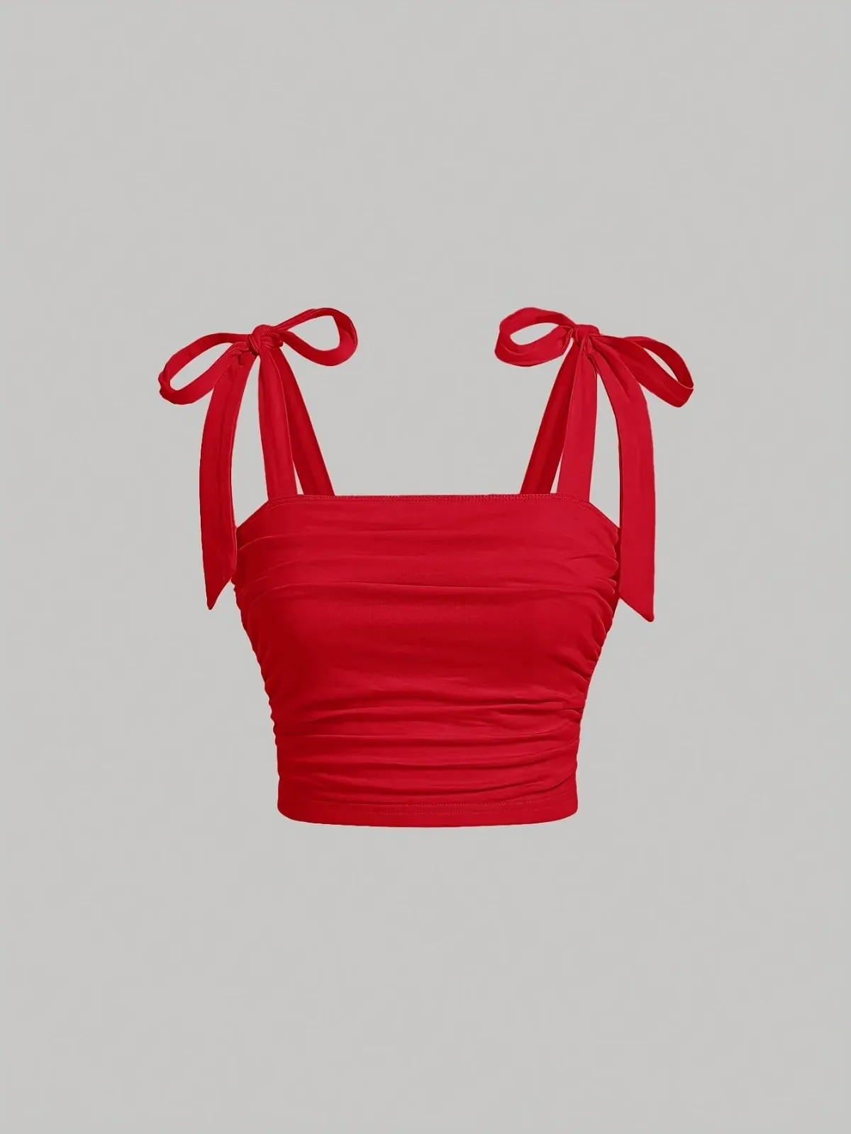 Solid Tie Shoulder Ruched Wide Strap Slim Fit Crop Top for Women Summer 2025 Y2K Clothes Pink Backless Cami Top Streetwear