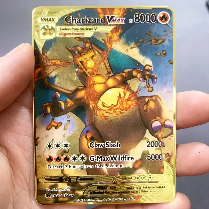 ภาษาอังกฤษโลหะการ์ด Pokemon DIY Arceus Mewtwo Charizard Pikachu เหล็กเงา Pokémon GX Vmax EX เกมคอลเลกชันเด็กการ์ดของเล่นของขวัญ — image 13