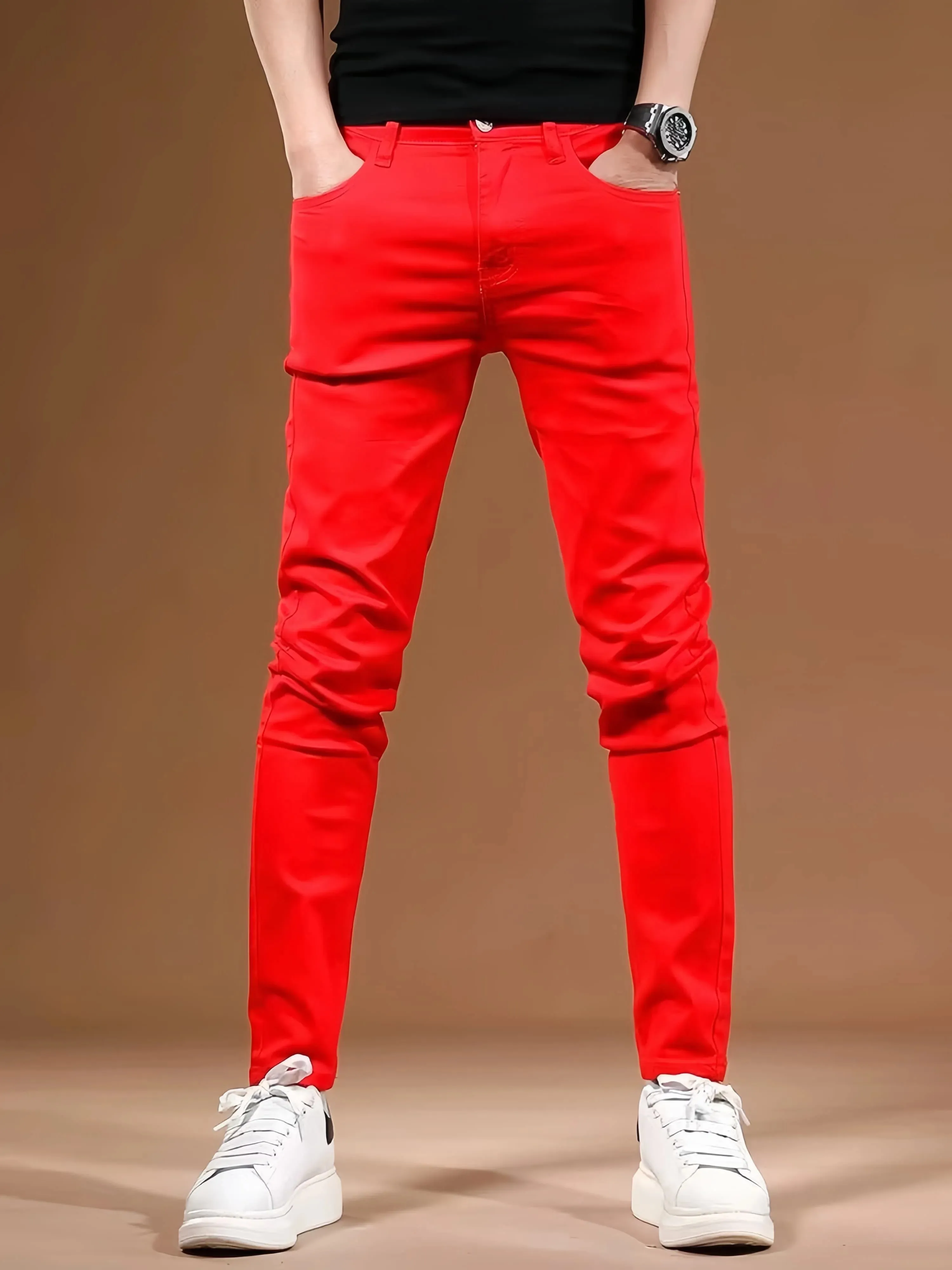 RED Men's Long Pants Bulletproof Business Office Style Simple And Versatile Suitable For Various Occasions