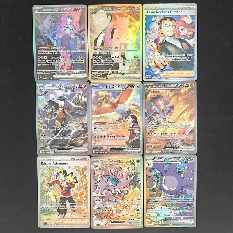 Cartão tcg Inglês SV10 SV09 Destined Rivals Mewtwo da Equipe Rocket Garchomp de Cynthia Ethan Ho-Oh Jogo de Cartas Colecionáveis