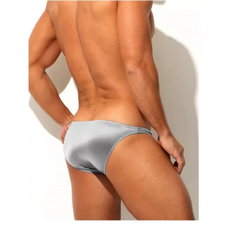 Glossy Mens Sexy Briefs Ice Silk Underwear Low Rise Silky Male U Convex Pouch Underpants Breathable Man Bikini Panties Smooth