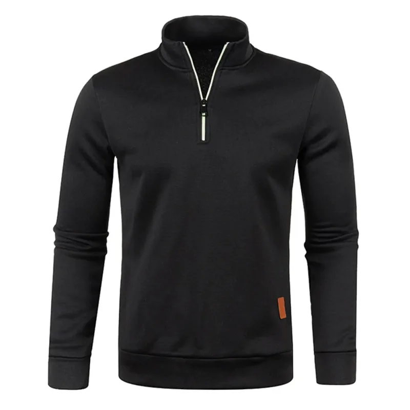 Men Sweatshirts Spring Thicker Pullover Half Zipper Pullover for Male Hoody Outdoor Sweatshir Autumn Solid Color Turtleneck Swea — image 6
