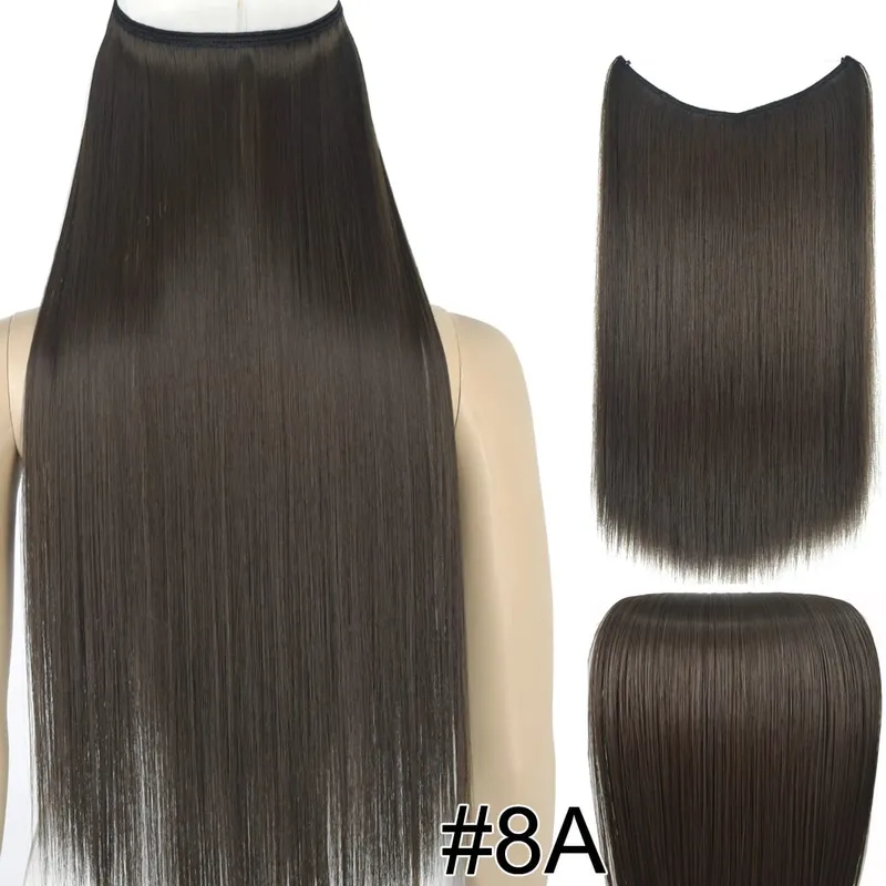 Synthetic Heat Resistant Hair Silky Straight Elasticity Invisible Wire Hair Extensions 8006 — image 14