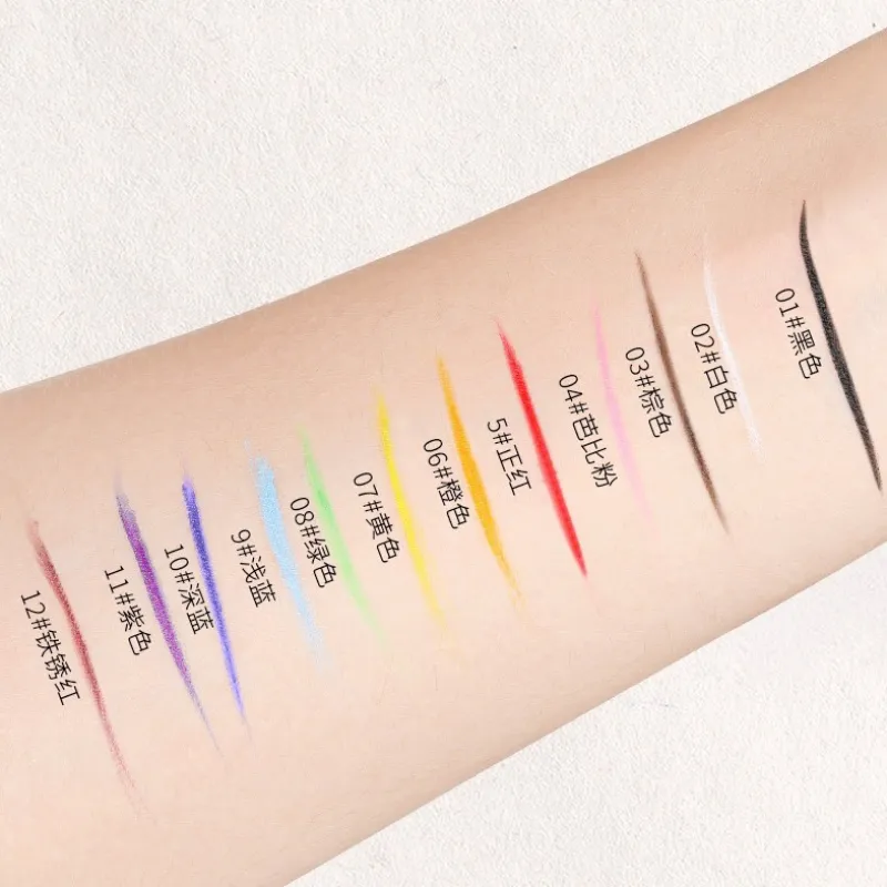 Αδιάβροχο στυλό ματιών 12 χρωμάτων Ultra-fine Tip Liquid eyeliner μακράς διαρκείας Eye Liner Quick-Dry Πολύχρωμο μακιγιάζ για Cosplay