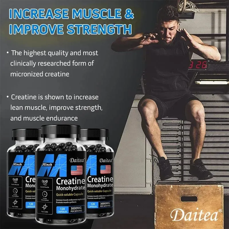 Daitea Creatine 3000 mg Monohydrate - Strength Muscle Performance Keto-Friendly Adult Nutritional Supplement