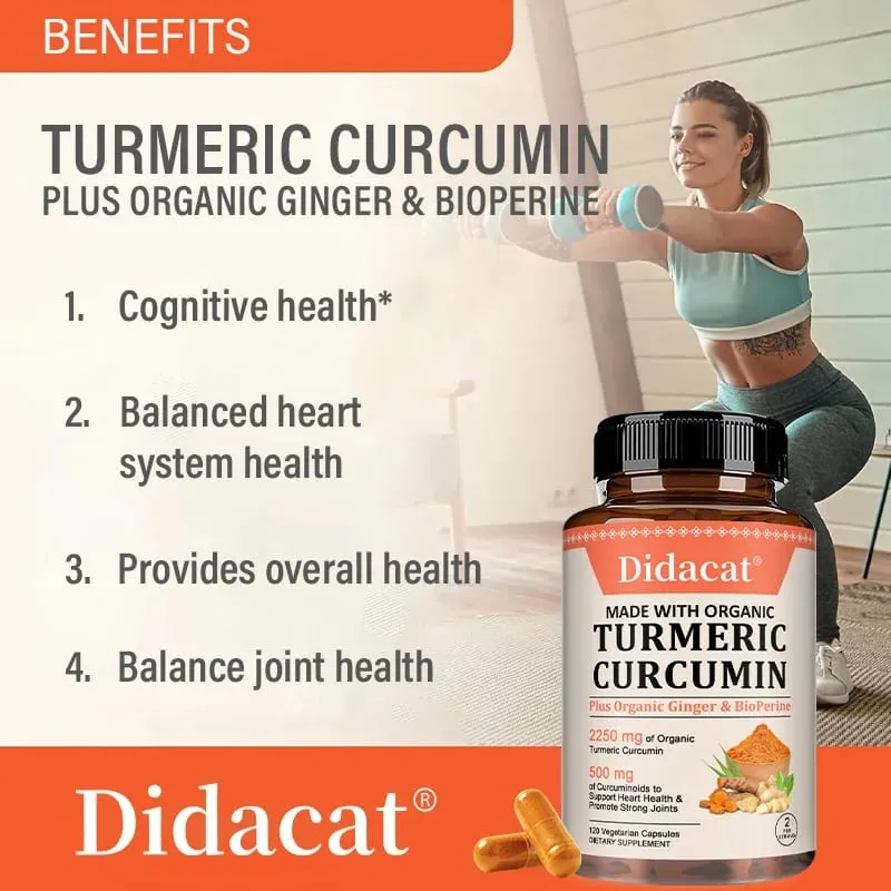 Organic Curcumin 2250 Mg + Bioperine Highly Absorbed Supports Cardiovascular and Joint Health — image 4