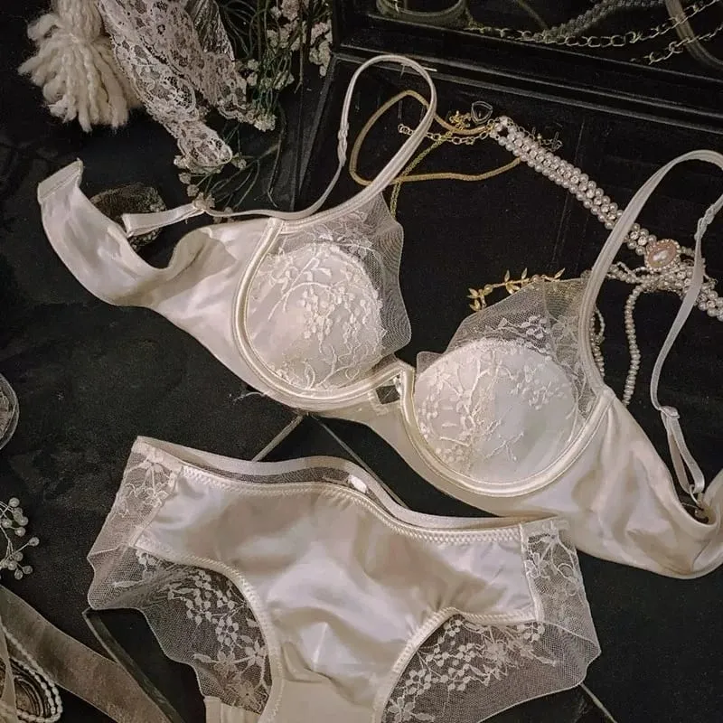 French Satin Lace Ladies Bra Set Push Up Anti Sagging Full Coverage Lingerie Soft Breathable Comfort Underwear Daily Use 32‑38AB — image 5