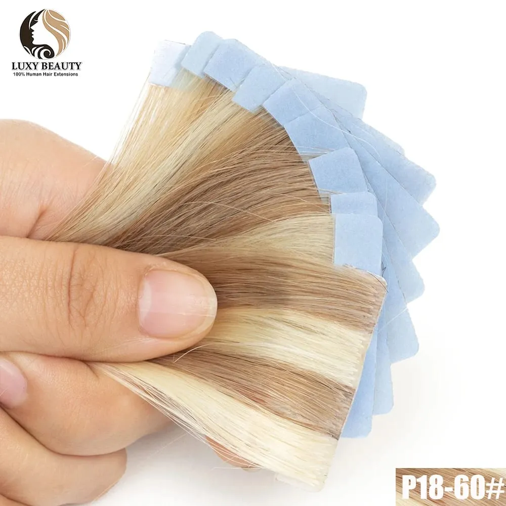 Natural PU Skin Weft Invisible Tape In Human Hair Extensions Double Side Black Blonde Brown Tape Ins Hair Extensions 10pcs/Pack
