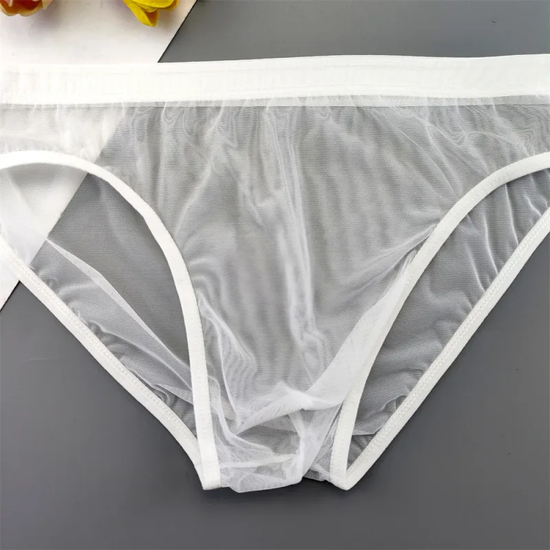 5pcs Transparent Mesh Underwear for Men Ultra-thin Perspective Mid-rise Male Pouch Slips Homme Panties Plus Size — image 20