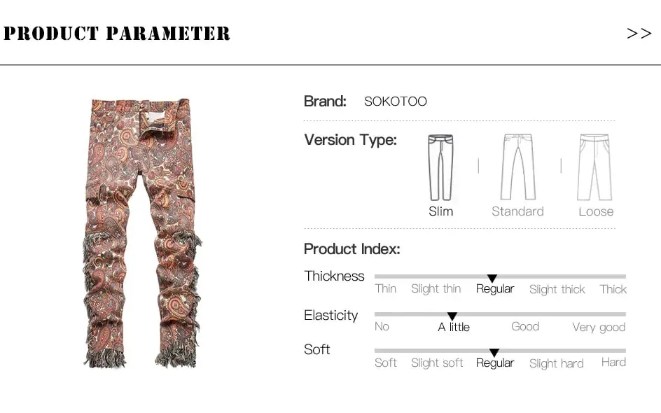 Men Bandana Print Pants Plus Size Multi Pockets Cargo Jeans Fashion Tassels Paisley Bandanna Trousers — image 7