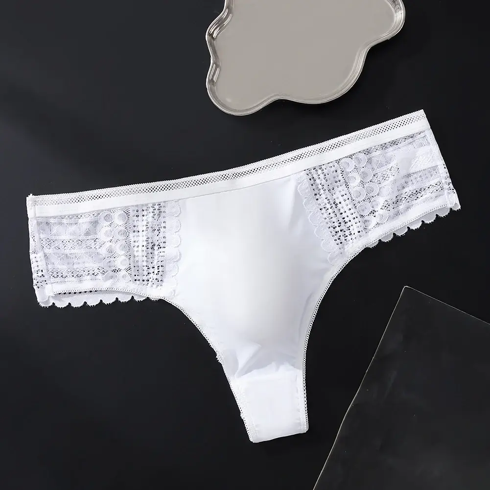 1pc Männer Sexy Spitze Slip Nahtlose Eis Seide G-String Unterwäsche 3D Ausbuchtung Beutel Solide Tanga Hohe Elastische Atmungsaktive höschen