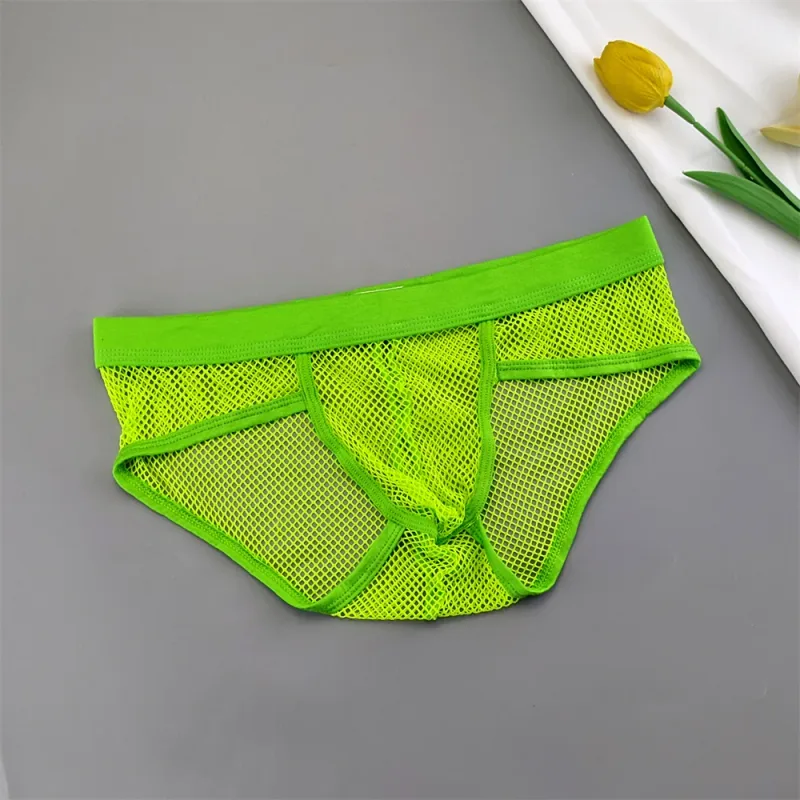 Hollow Out Fishnet Men's U Convex Briefs Breathable Mesh Low Waist Fully Transparent Underwear Perspective Lingerie — image 5