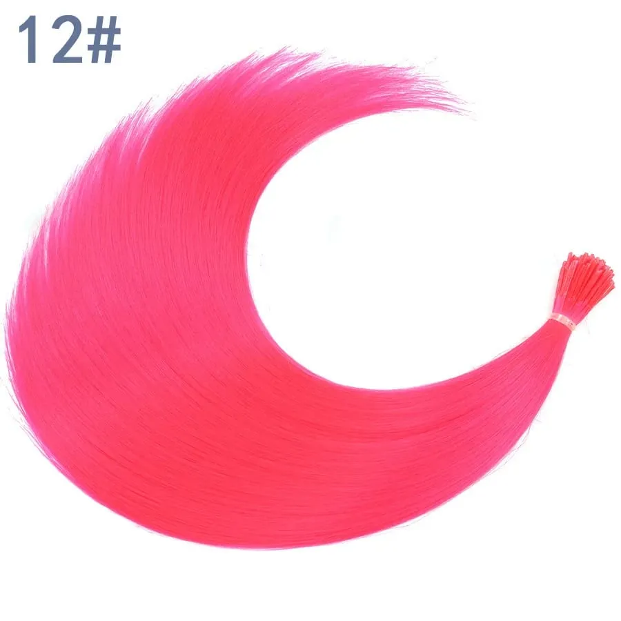 50 Helai/Pek Sintetik Berwarna I-Tip Stick Sambungan Rambut Rambut Lurus 16 Inci Untuk Wanita Alat Rambut Gentian Suhu Tinggi — image 18