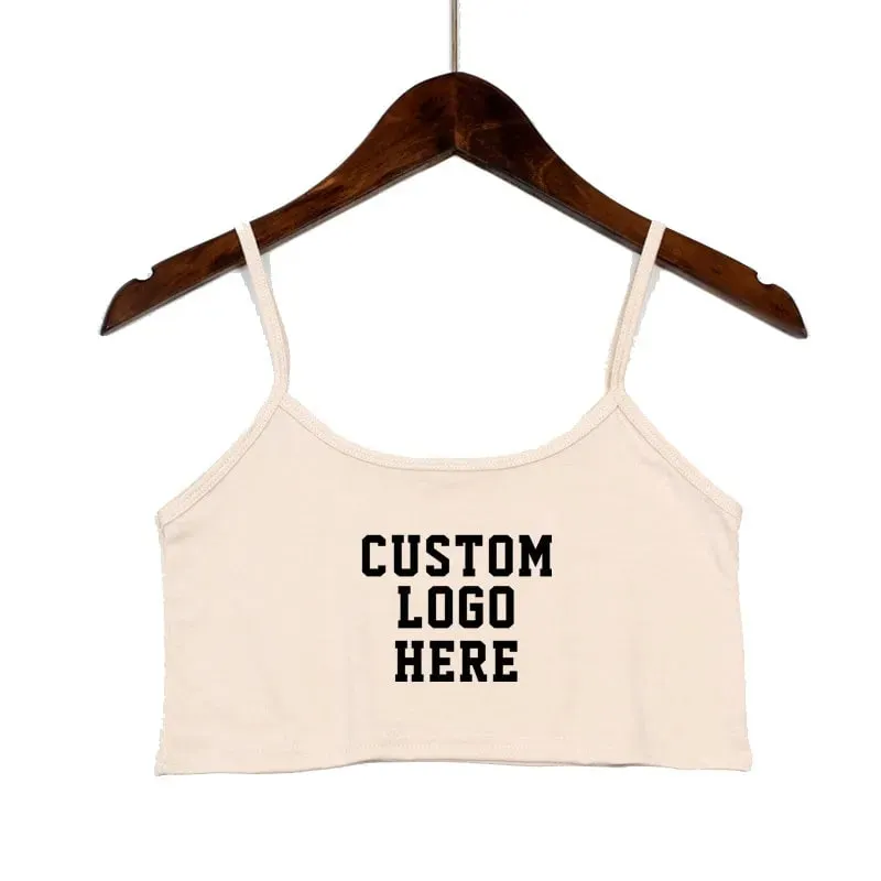Custom Printing Customized Logo Women's Crop Top Hot Girls Clothes Sexy Seamless Sleeveless Tank Tops Camis Backless Camisole