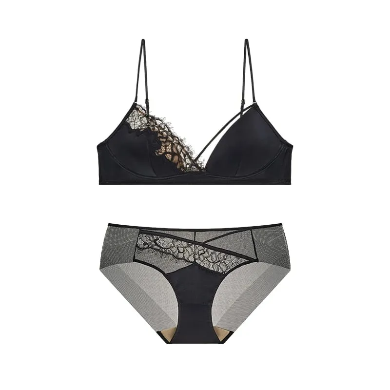 สไตล์ฝรั่งเศสลูกไม้ Bra Bralette หน้าอกเล็กไม่มี Underwire สามเหลี่ยมถ้วยบางเซ็กซี่ Push Up ชุดชั้นในชุดสตรีชุดชั้นใน — image 6