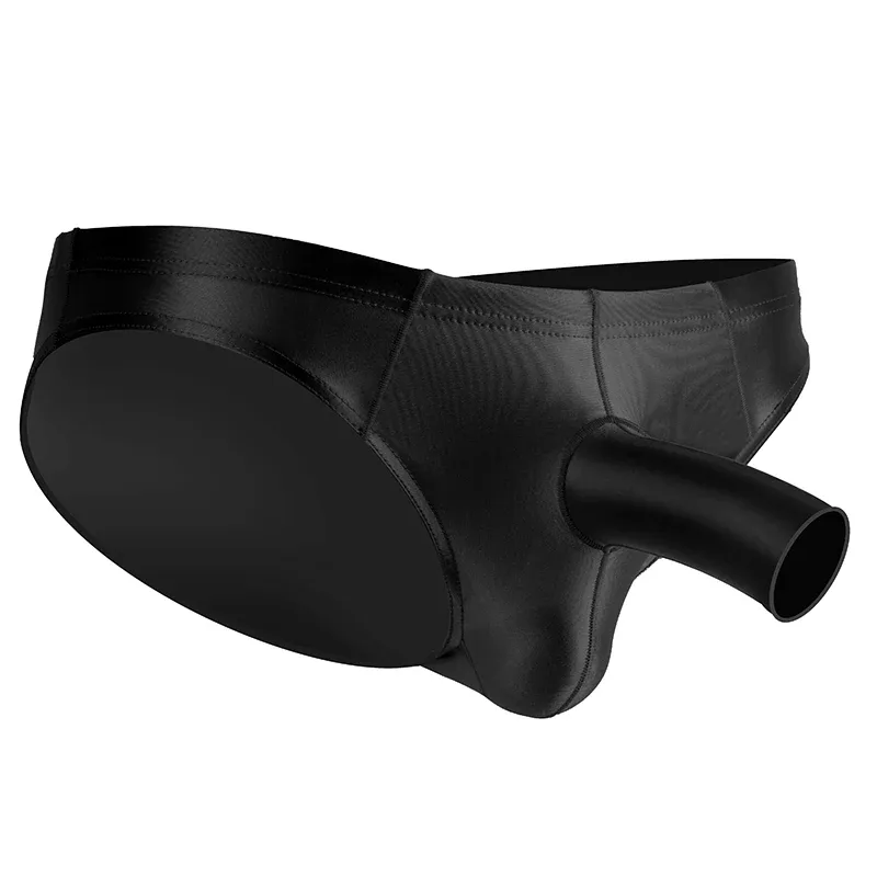 Men's glossy underwear open Pouch Panties Men Smooth Underwear Lingerie Hip Lifting High Elastic Bikini Briefs gay underwear