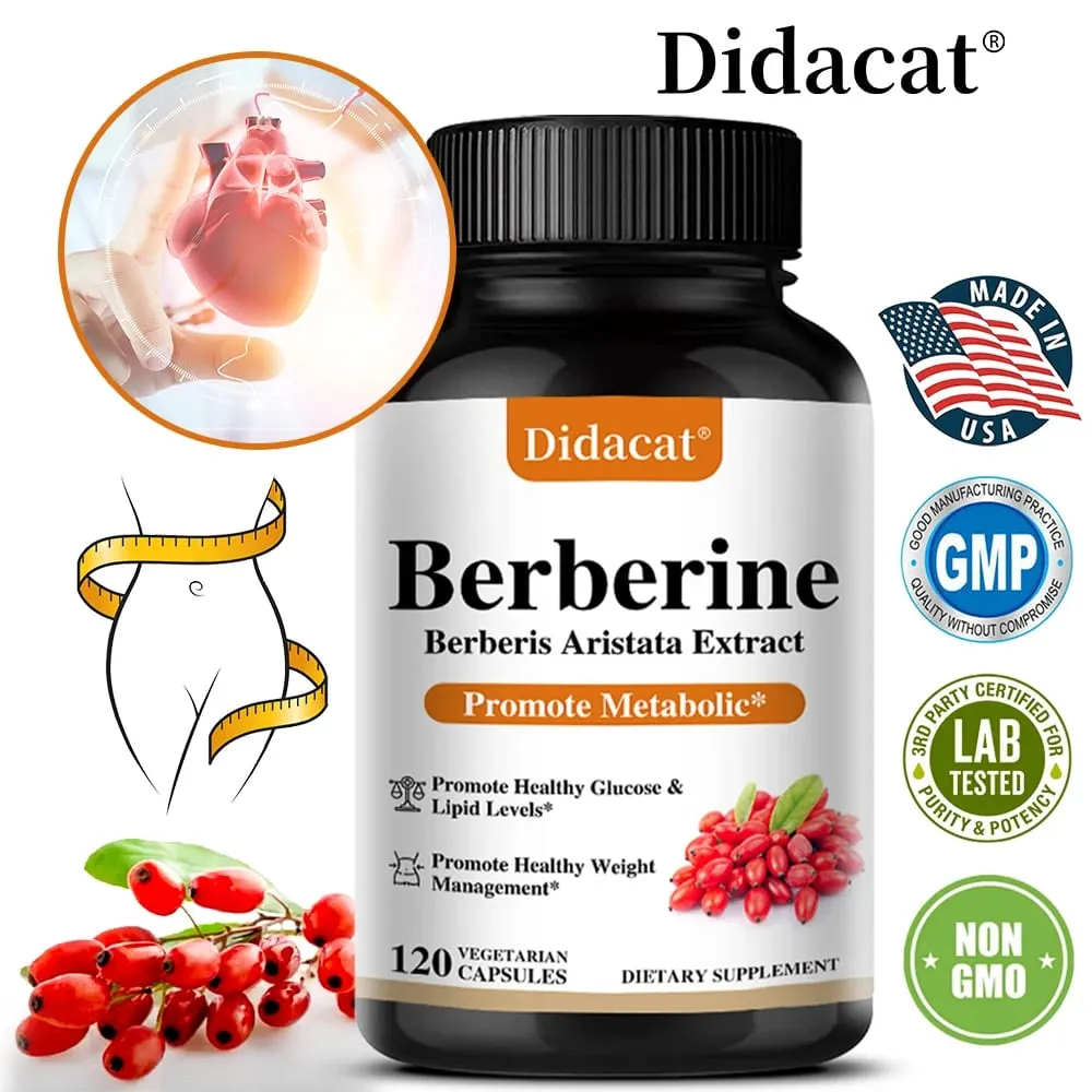Berberine 500 Mg Dietary Supplement - Metabolism Healthy Weight Management Circulatory Health Blood Lipids Blood Sugar — image 1