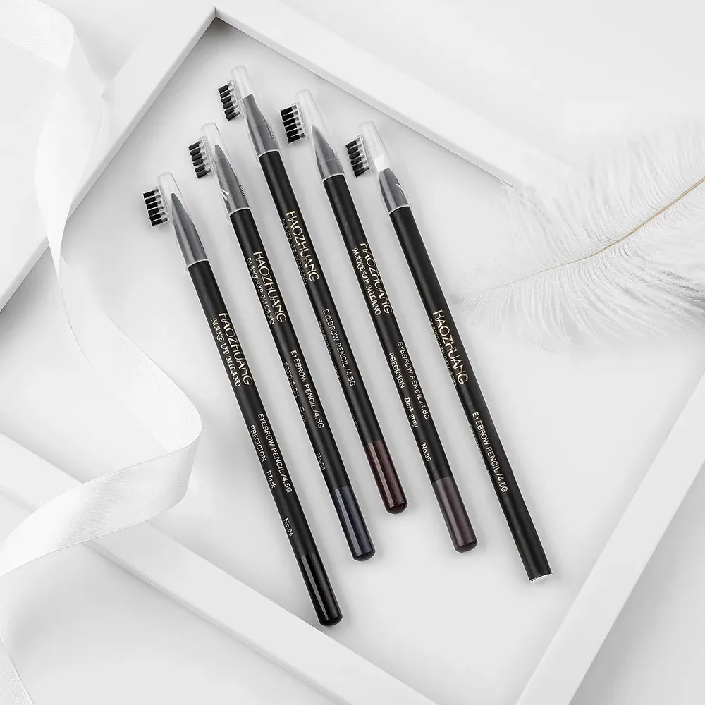 6/12PCS Eyebrow Pencil Hard Core Wholesale Makeup Pull Line Haozhuang Brand Permanent Peel off White Black Waterproof Natural — image 5