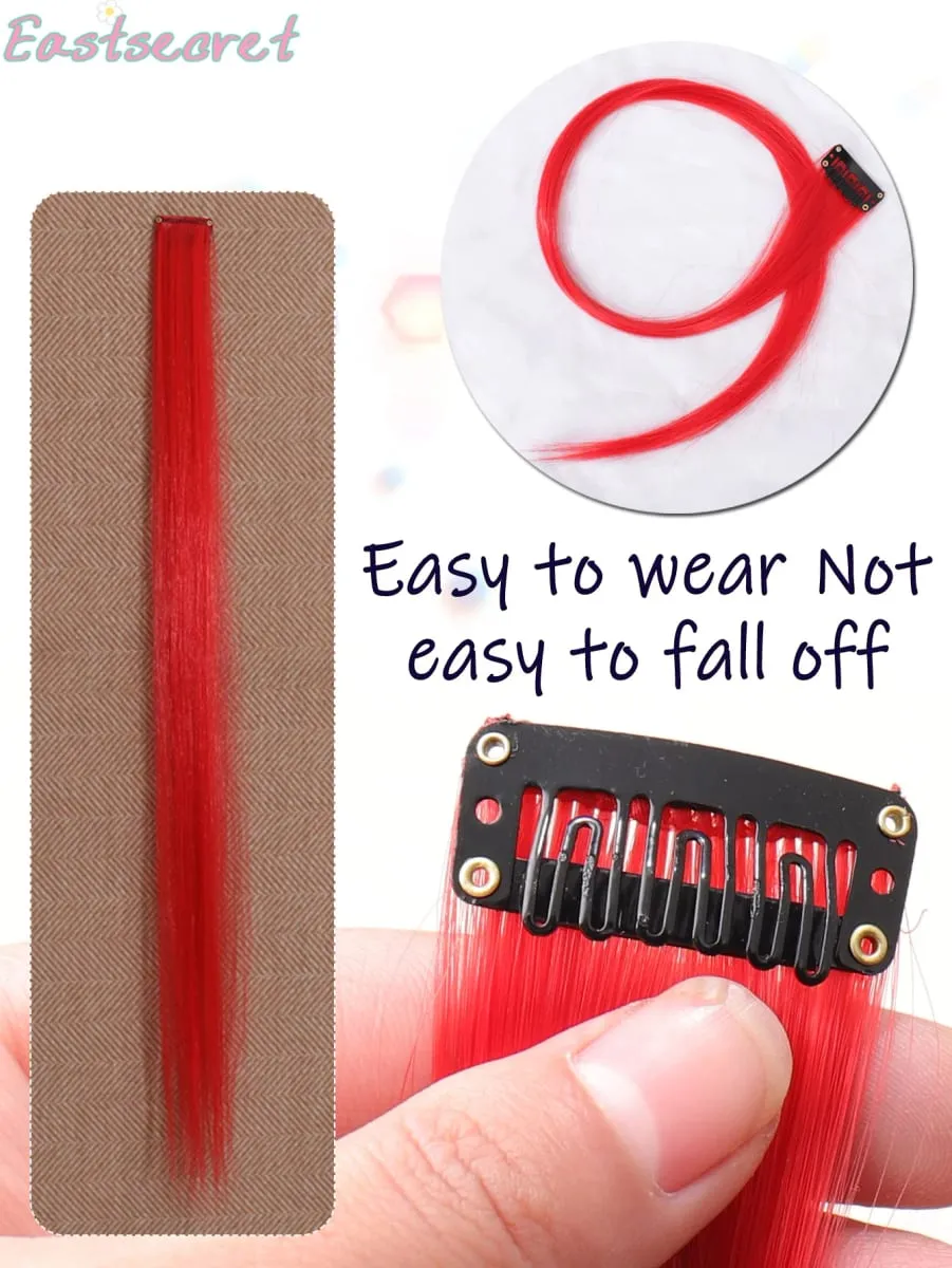 Long Straight Hair In Extensions Synthetic Clip In Hair Extensions for Women Halloween Christmas Party Cosplay Multiple Colors — image 4