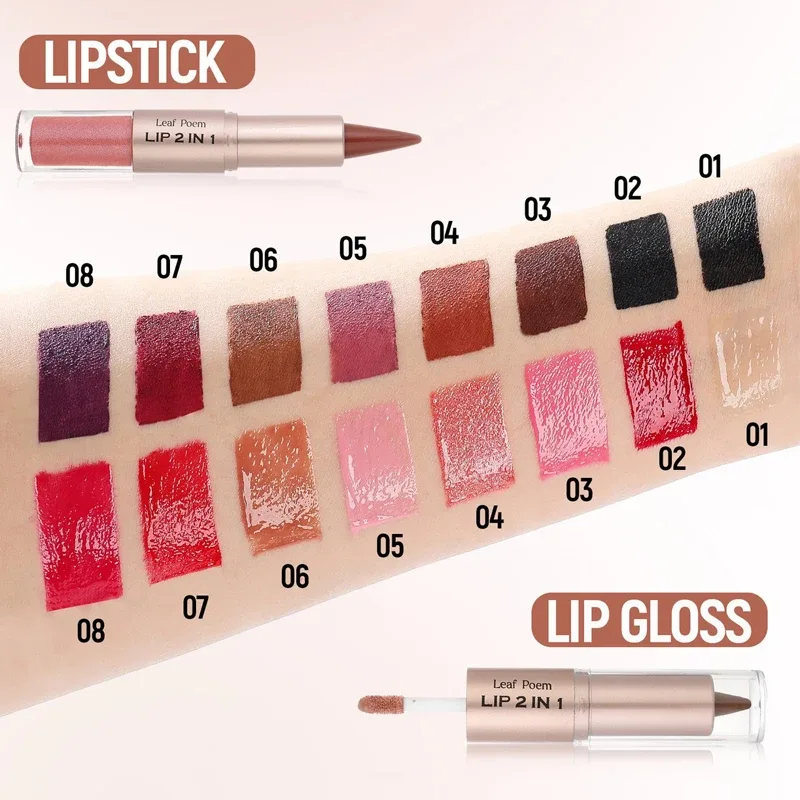 Black Brown Tapered Lip Liner Contour Pencil Double Head Mirror Plumping Lip Glaze Crystal Lip Gloss Sexy Red Lips Tint Makeup — image 6