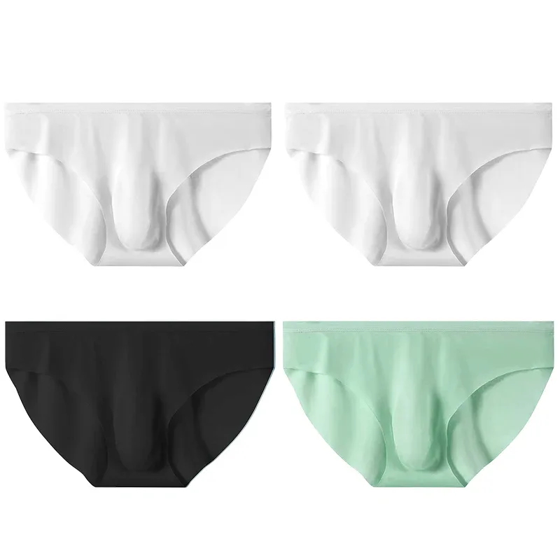 Slips d'été en soie glacée pour hommes, 4 pièces, transparents, sans couture, Sexy, séchage rapide, sous-vêtements respirants, culottes Ultra-fines — image 20
