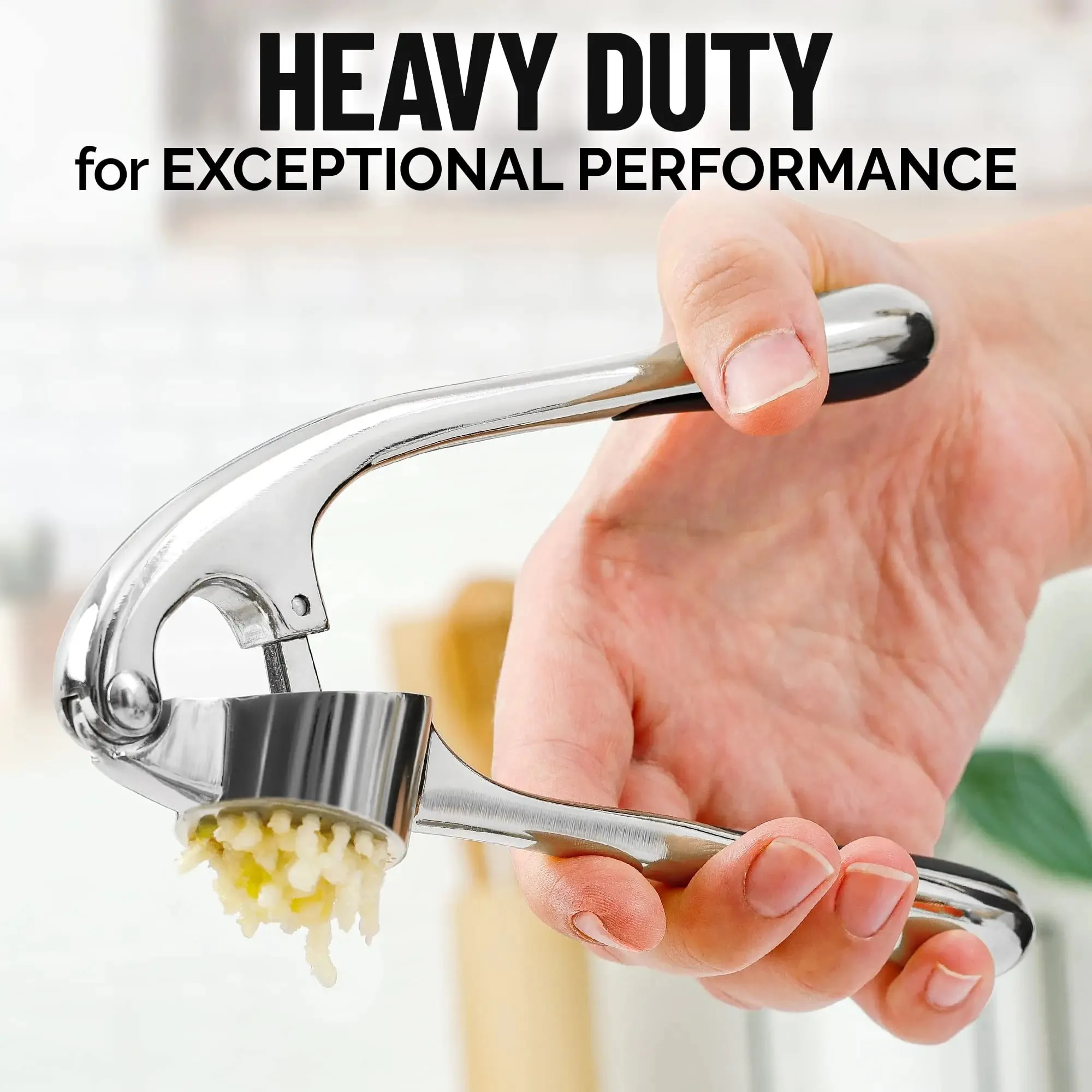 Garlic Press Rocker Zinc Alloy Grinder- Premium Professional Grade Garlic Mincer Crusher Presser Easy Clean Dishwasher Safe — image 2