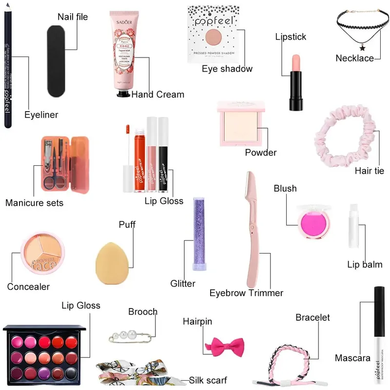 Deluxe Girls Makeup Gift Set - 24-Piece Countdown Surprise Box with Concealer Lipstick and Powder -For Holiday Gift