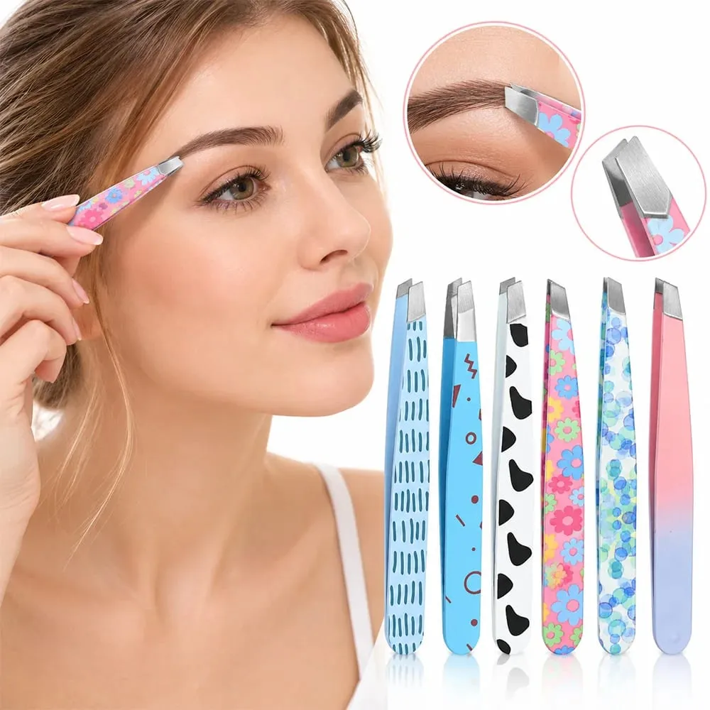 1/6pcs Eyebrow Tweezers Professional Stainless Steel Tweezers for Eyebrows Men and Women Beauty Clips Facial Hair Removal Tools — image 1