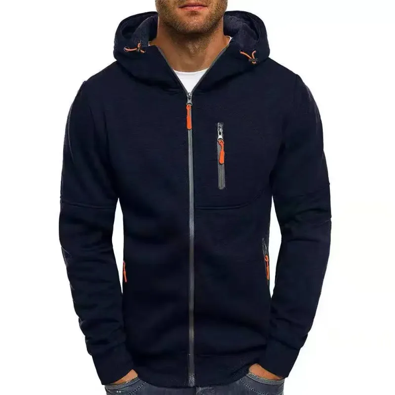 Maglione da uomo Cardigan Giacca con cappuccio Tasca con cerniera Giacca jacquard Sport Fitness Tempo libero all'aria aperta Corsa Abbigliamento sportivo in tinta unita — image 9