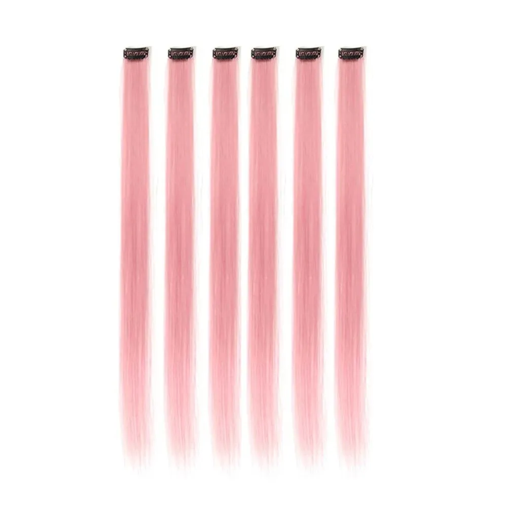 22Inches 6Pce/Set Y2K Style Multicolor Synthetic Straight Hair Gorgeous Pink Highlights Clip In Extensions For Party Cosplay — image 15