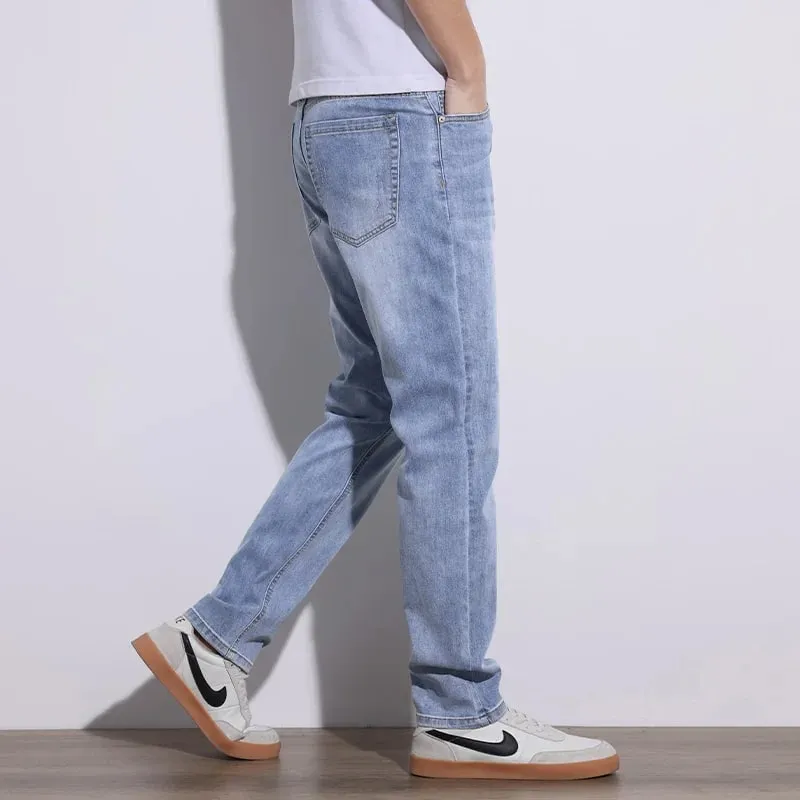 Men's Jeans Stretch Slim Regular Fit Gray Light Blue Dark Blue Jeans For Men Denim Pants Causal Streetwear Mens Clothing — image 5